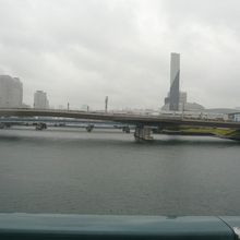 東京湾の有明西運河と運河の上に架けられた夢の大橋です。