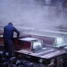 感謝です！　湯畑の管理・掃除の人です。