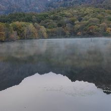 朝霧の鏡池