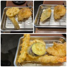 天ぷらは2~3種類ずつ運ばれてきます