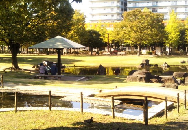 阪神線間に広がる大きな公園。