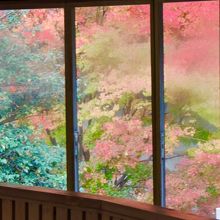 紅葉眺めて足湯