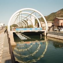 海峡の最も狭い永代橋にて。