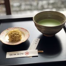 栗粉餅と抹茶