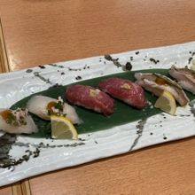 炙り赤むつ、馬肉、かわはぎ