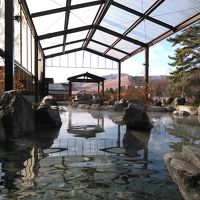 大露天風呂です。奥にサウナと陶器風呂があります。