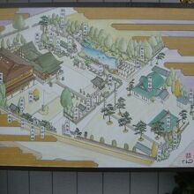和楽備神社の境内の案内図です。末社や施設が多いのが特徴です。