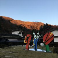 裏庭のアートなオブジェと紅葉