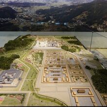 飛鳥宮模型。飛鳥寺、北の小墾田宮までカバーしています。