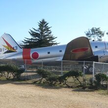 所沢航空記念公園の北側に、Ｃ－４６輸送機が置かれています。