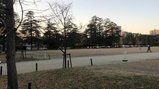 松山城お堀の内側にある公園