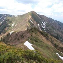 登山道途中から見た頂上