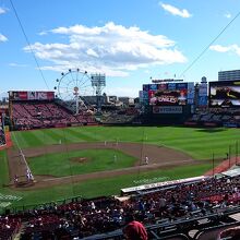 甲子園球場みたいに大きくないですが、野球は見やすいです。