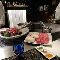 レストランGEKKO月虹での夕食の鉄板鉄板焼きの食材