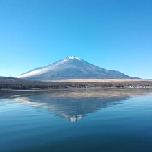 湖上からは逆さ富士が拝めた