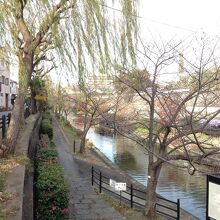 濠川沿いの酒蔵が見えます