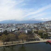 天守閣から松本の街並みを眺める