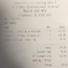 国際線ターミナル買い物レシート