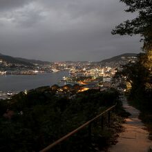 徒歩ルート途中の夜景が見れる地点