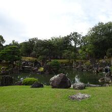 池の周りに岩が配置されてます