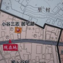 小谷三志の旧居跡の地図です。この地図の存在は、稀有のものです