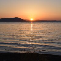 サロマ湖に沈む夕日