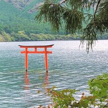 芦ノ湖に浮かぶ鳥居