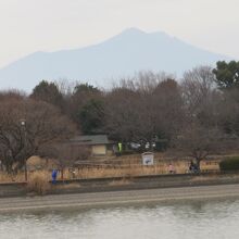 遊歩道から筑波山が見えます