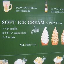 ソフトクリームはこちらの三種類