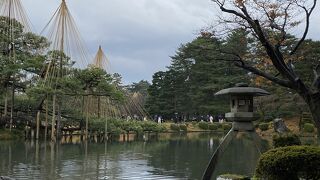雪吊りのある兼六園
