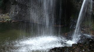 滝の裏側を通り抜けられる