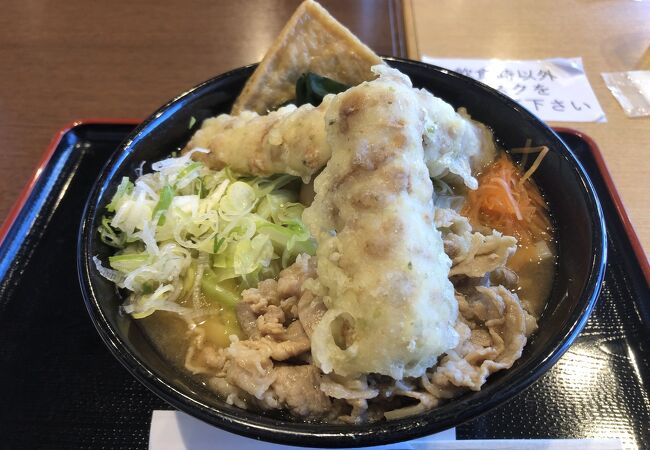 甲府駅で食べる「富士山（ふじやま）うどん」