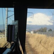 車窓からの冬の富士山が素晴らしい