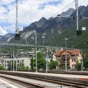 クール駅では氷河特急はスイッチバックした