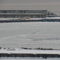 港が凍っているのが見えました