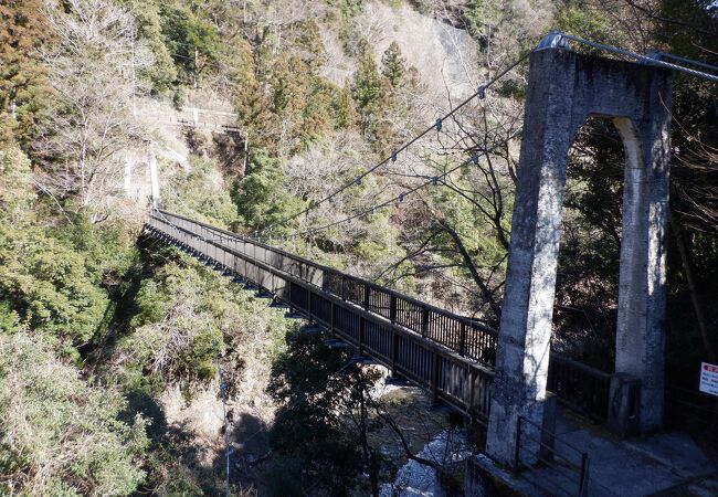 多摩川に架かる静かな場所の吊り橋でした。