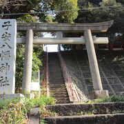 子安八幡神社の社殿・社務所は建替え工事中でした。