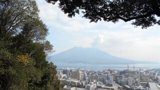 雄大な桜島を眺める展望台