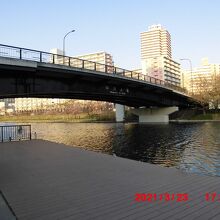 川岸から眺める中川大橋