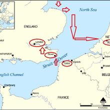 Map：ドーバー海峡、北海、ロッテルダム