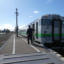 石狩月形駅にて、１２：１９到着
