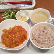 トマトソースのハンバーグランチ。