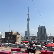 松屋屋上とスカイツリー