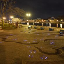 旧釧路川の河川敷の夜景