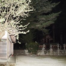 阿紀神社、能舞台が奥にある。