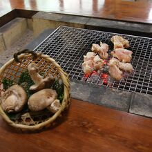 原木椎茸と鶏肉