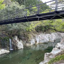 吊り橋の前後が甌穴群