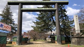 円柱状のどっしりとした鳥居