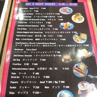 軽食のメニュー