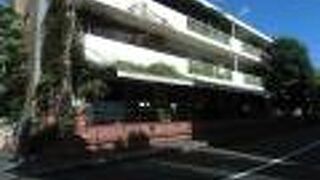 壁に蔦が這った３階建ての建物